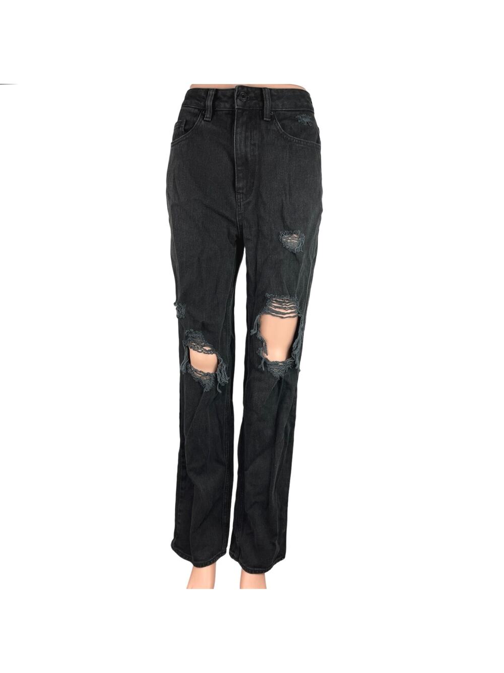 Pacsun Black 100% Cotton Non Stretch Distressed Straight Leg Jeans Size 26